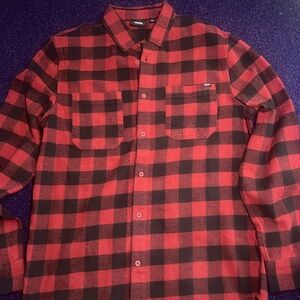 Vans Plaid Flannel button up shirt mens long sleeve red Medium